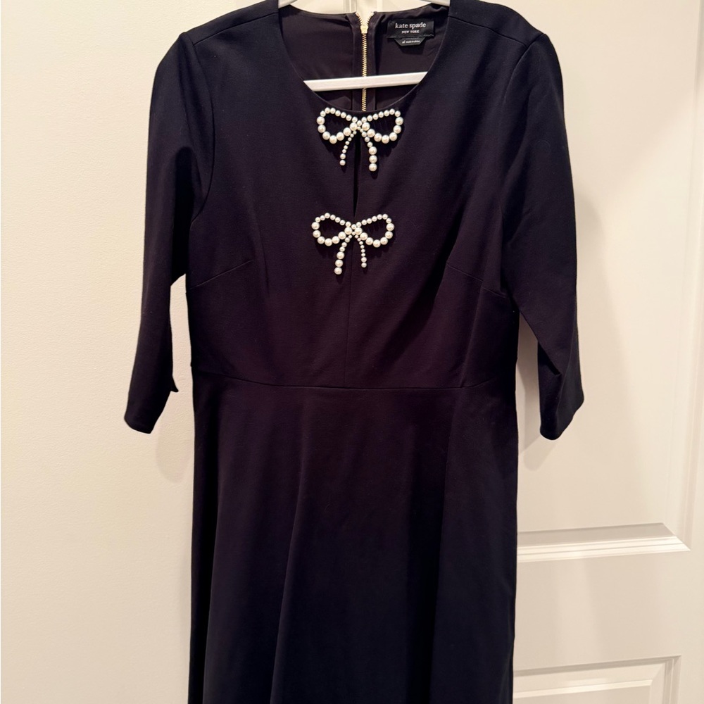 Kate Spade Black Dress with Pearl Bow Detail